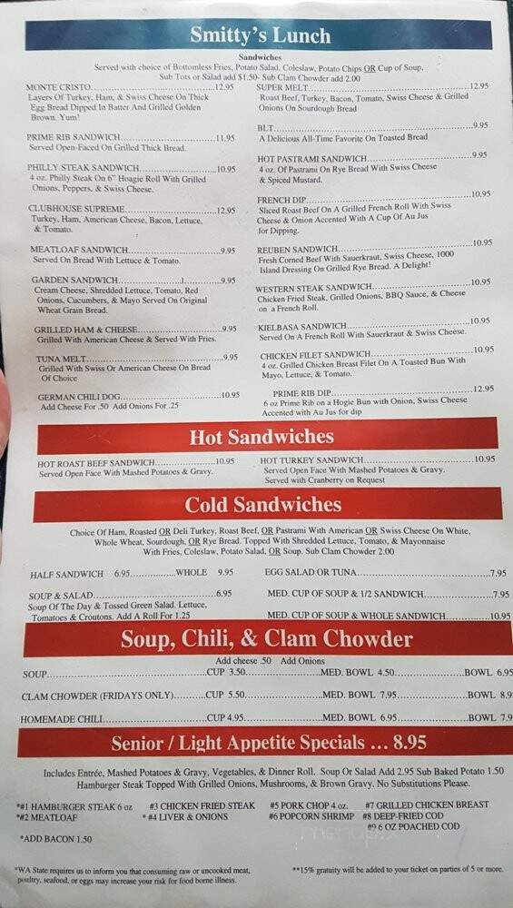Smitty's Restaurant - Camas, WA menu_pic