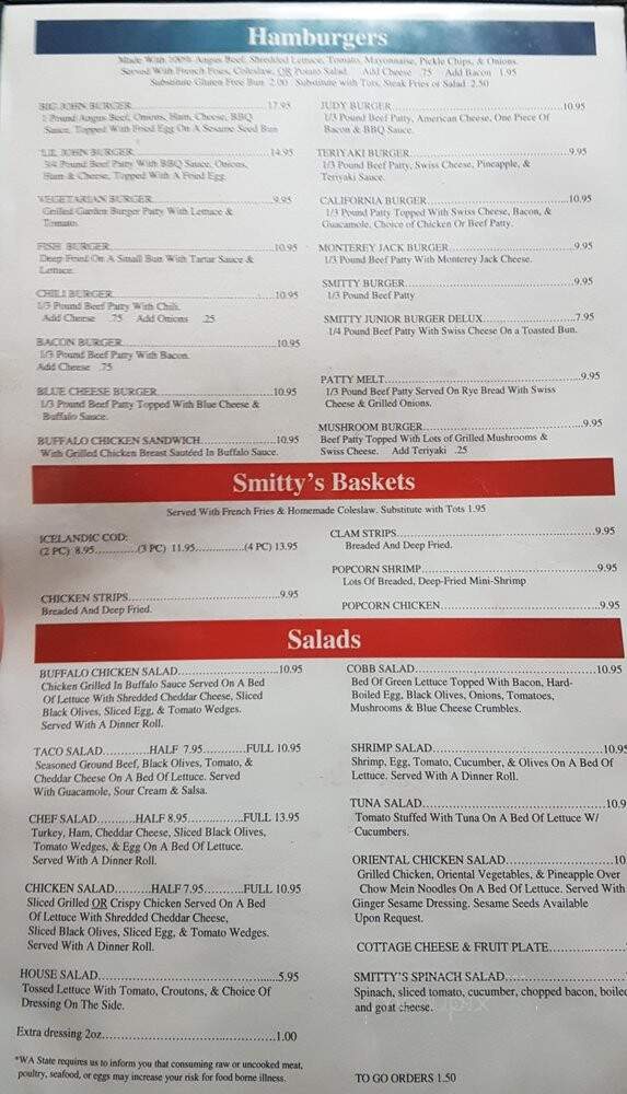Smitty's Restaurant - Camas, WA menu_pic