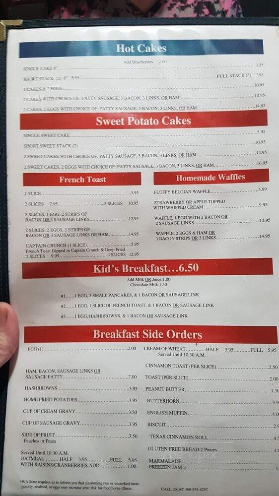 Smitty's Restaurant - Camas, WA menu_pic