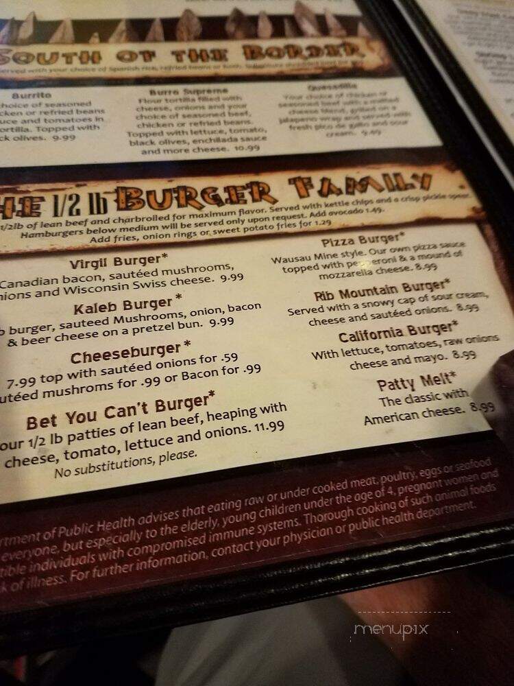 Wausau Mine Co - Wausau, WI menu_pic