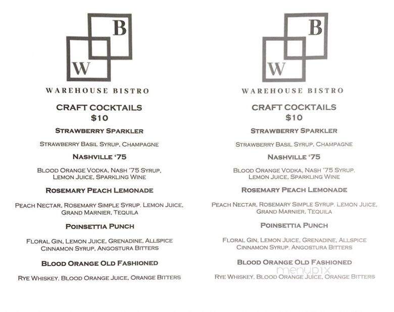 Warehouse Bistro - Opelika, AL menu_pic