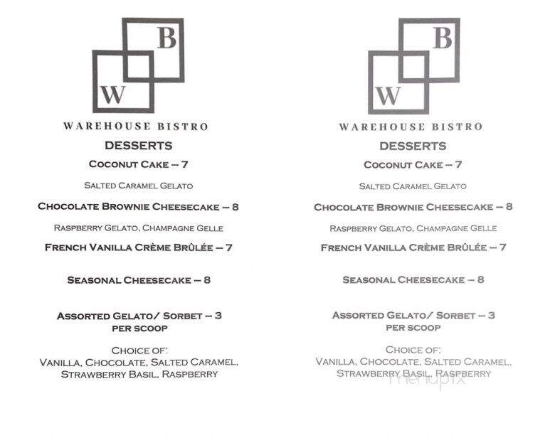 Warehouse Bistro - Opelika, AL menu_pic