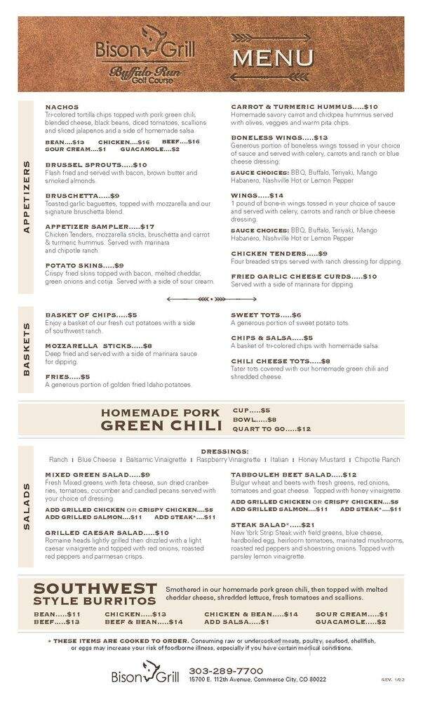 Bison Grill - Commerce City, CO menu_pic