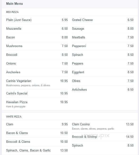 Carini's Pizzeria & Restaurant - Wallingford, CT menu_pic