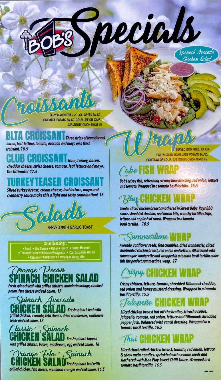 Bob's Burgers & Brew - East Wenatchee, WA menu_pic