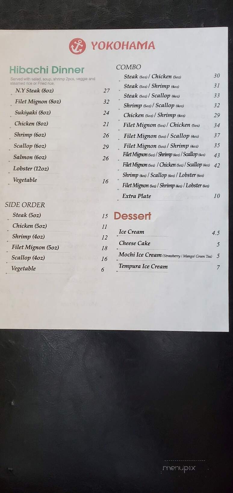 Yokohama Hibachi & Sushi - Keller, TX menu_pic