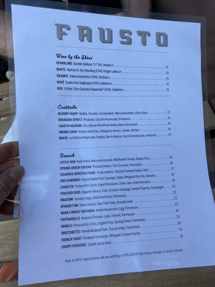 Fausto - Brooklyn, NY menu_pic