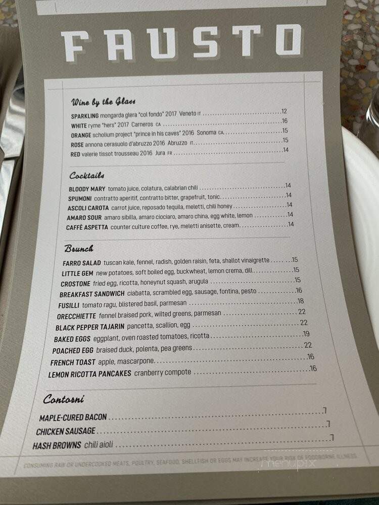 Fausto - Brooklyn, NY menu_pic