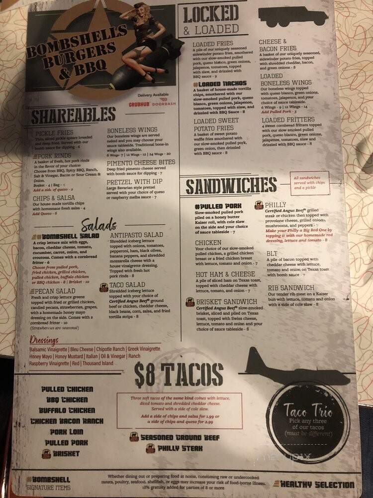 Bombshells Burgers & BBQ - Huntington, WV menu_pic