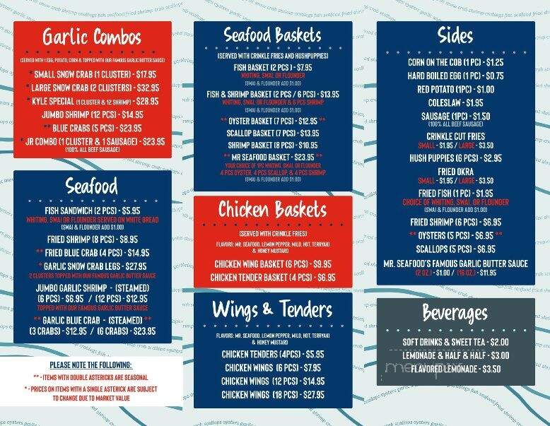 Mr. Seafood - Columbia, SC menu_pic