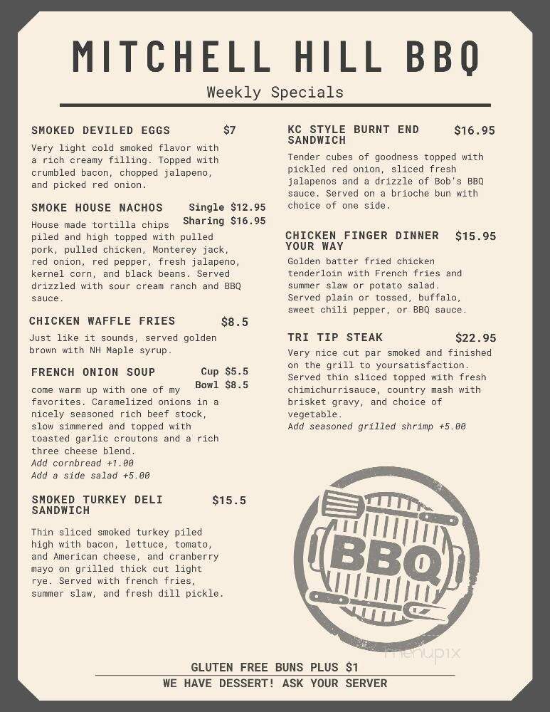 Mitchell Hill BBQ Grill & Brew - Rochester, NH menu_pic