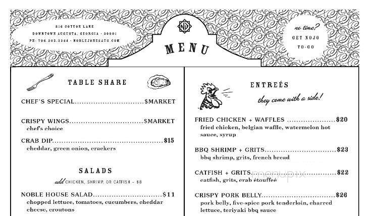 Noble Jones - Augusta, GA menu_pic
