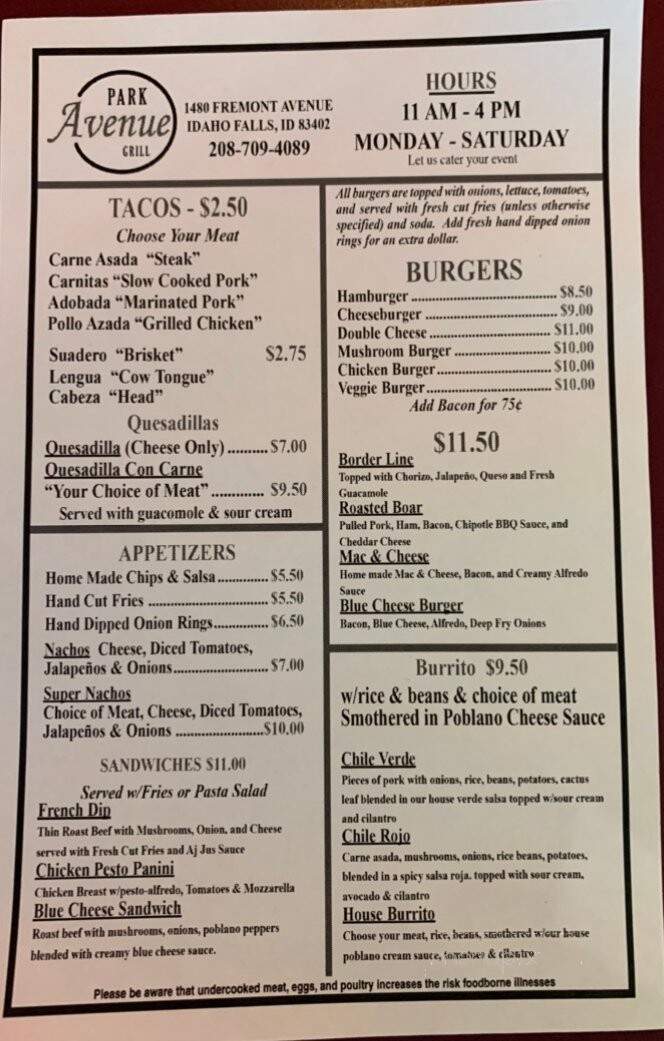 Park Avenue Grill - Idaho Falls, ID