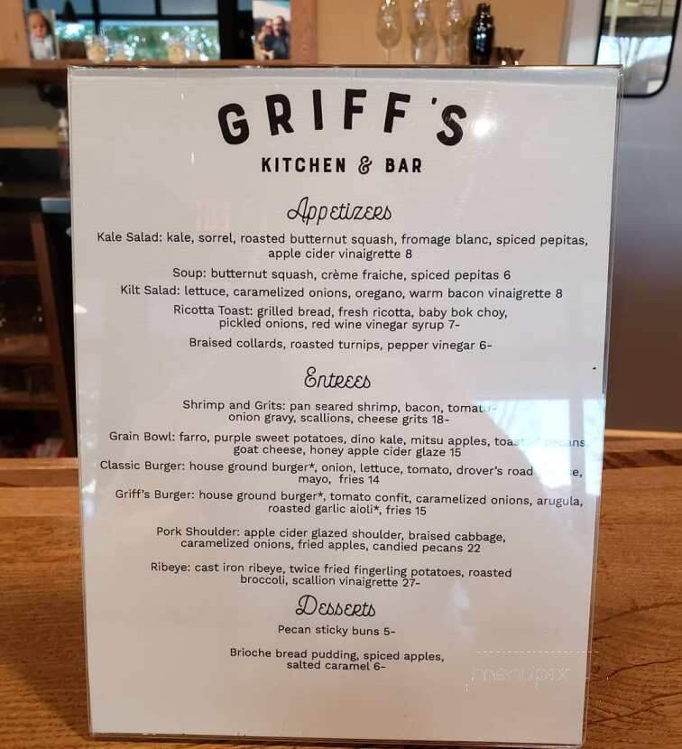 Griff's Kitchen & Bar - Candler, NC menu_pic