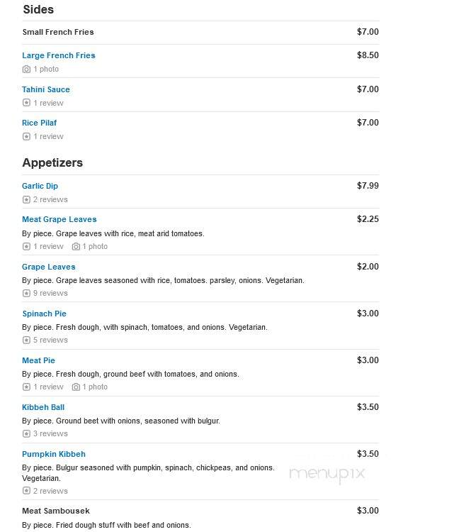 Roy's Kabab - Rockland, MA menu_pic