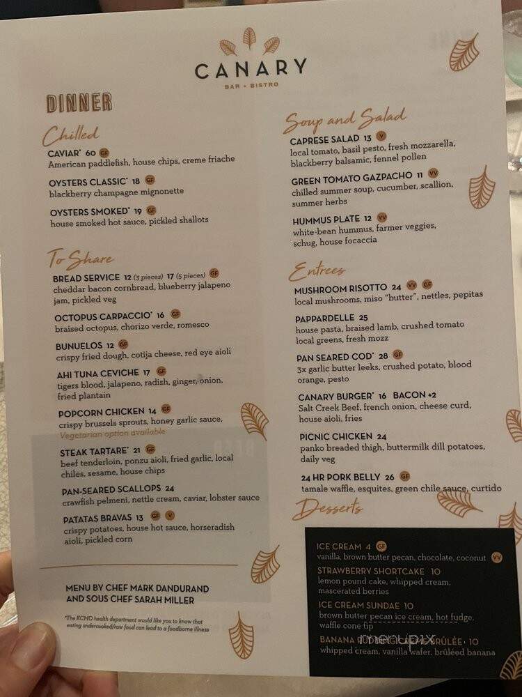 Canary - Kansas City, MO menu_pic