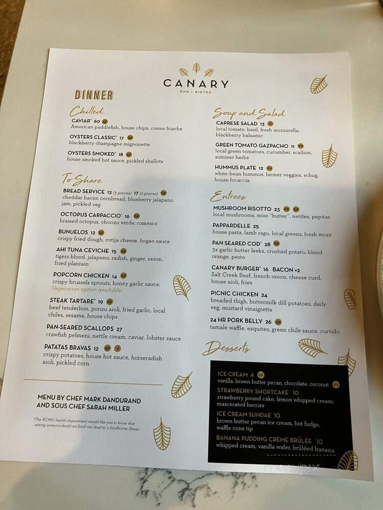Canary - Kansas City, MO menu_pic