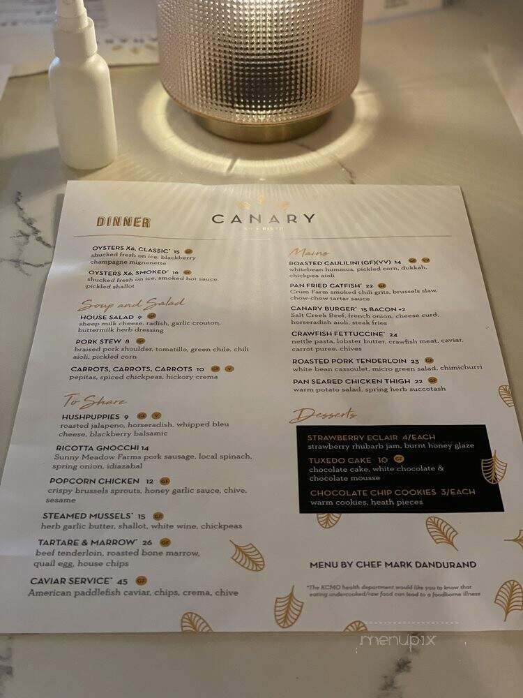 Canary - Kansas City, MO menu_pic