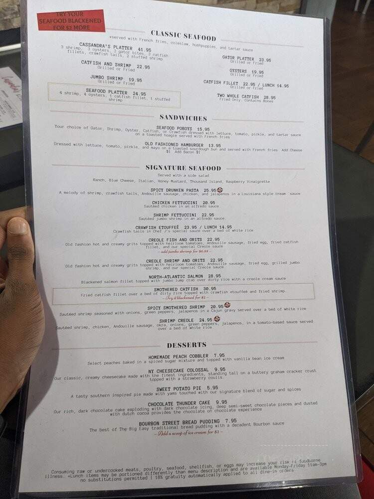 Cassandra's Louisiana Kitchen - Houston, TX menu_pic