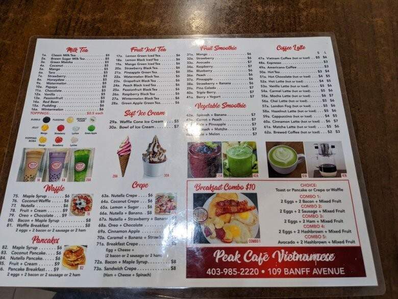 Peak Cafe - Banff, AB menu_pic