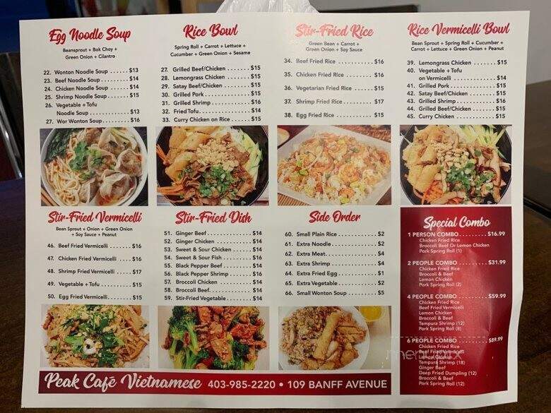 Peak Cafe - Banff, AB menu_pic