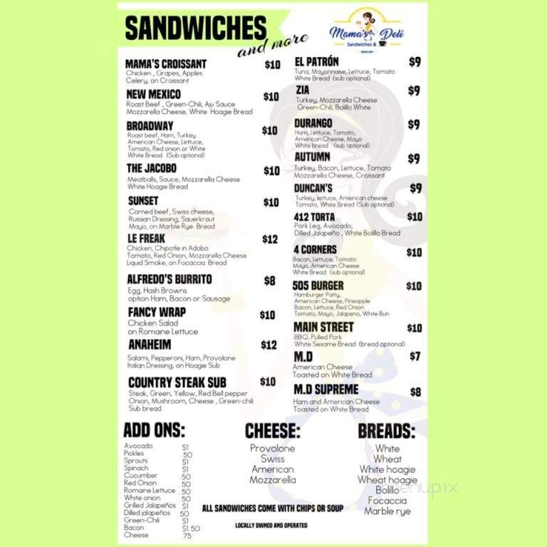 Mama's Deli - Farmington, NM menu_pic