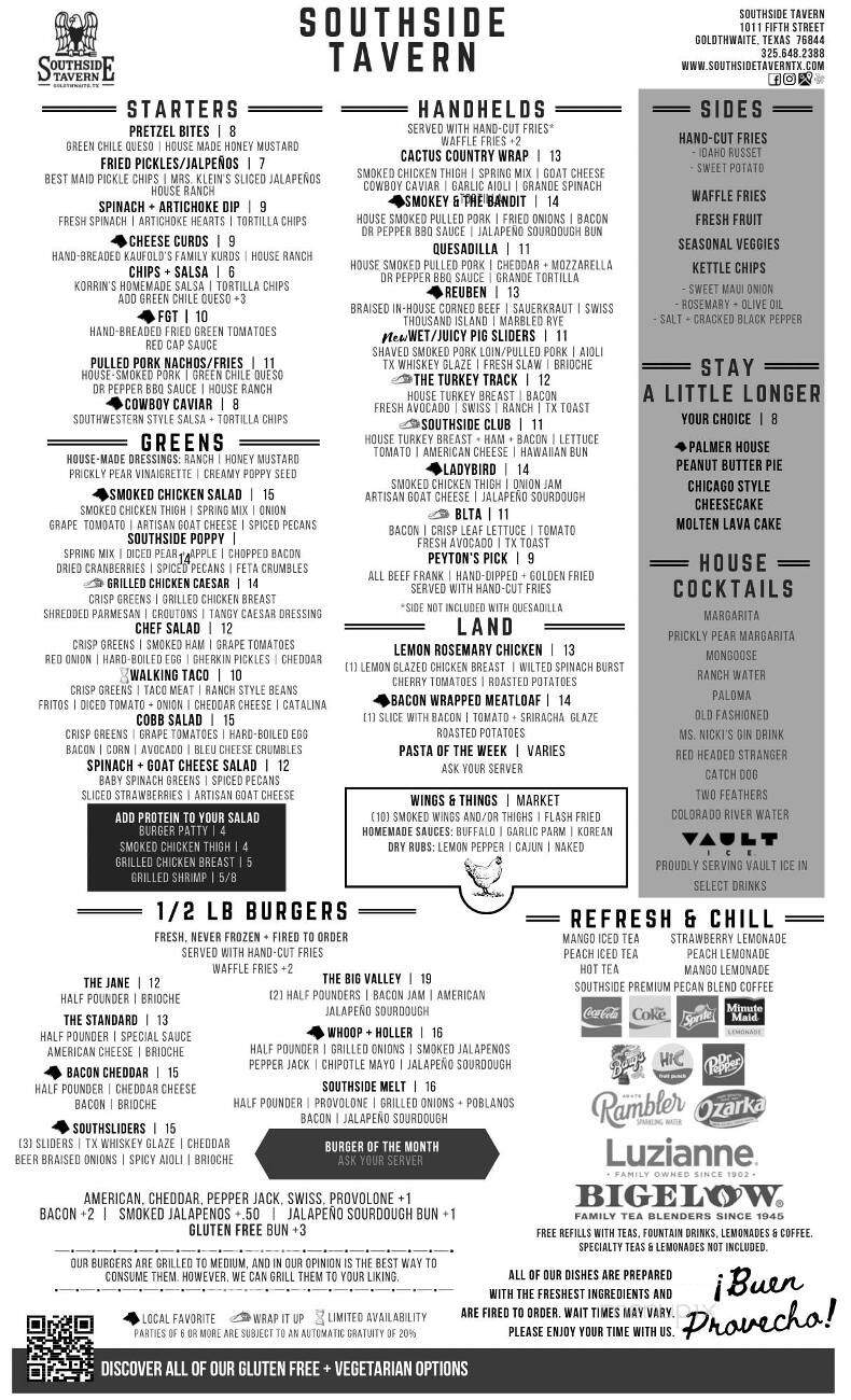 Southside Tavern - Goldthwaite, TX menu_pic