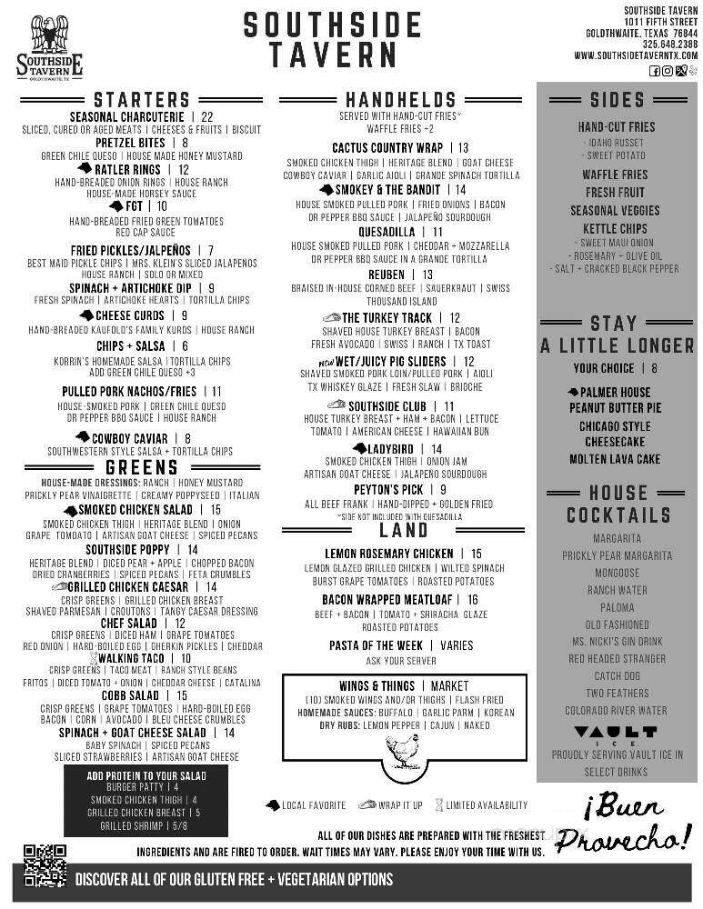 Southside Tavern - Goldthwaite, TX menu_pic