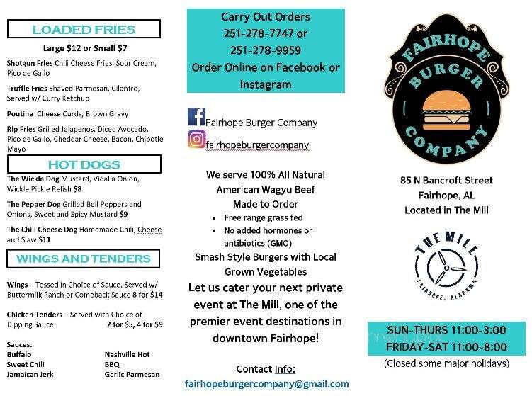 The Mill - Fairhope, AL menu_pic