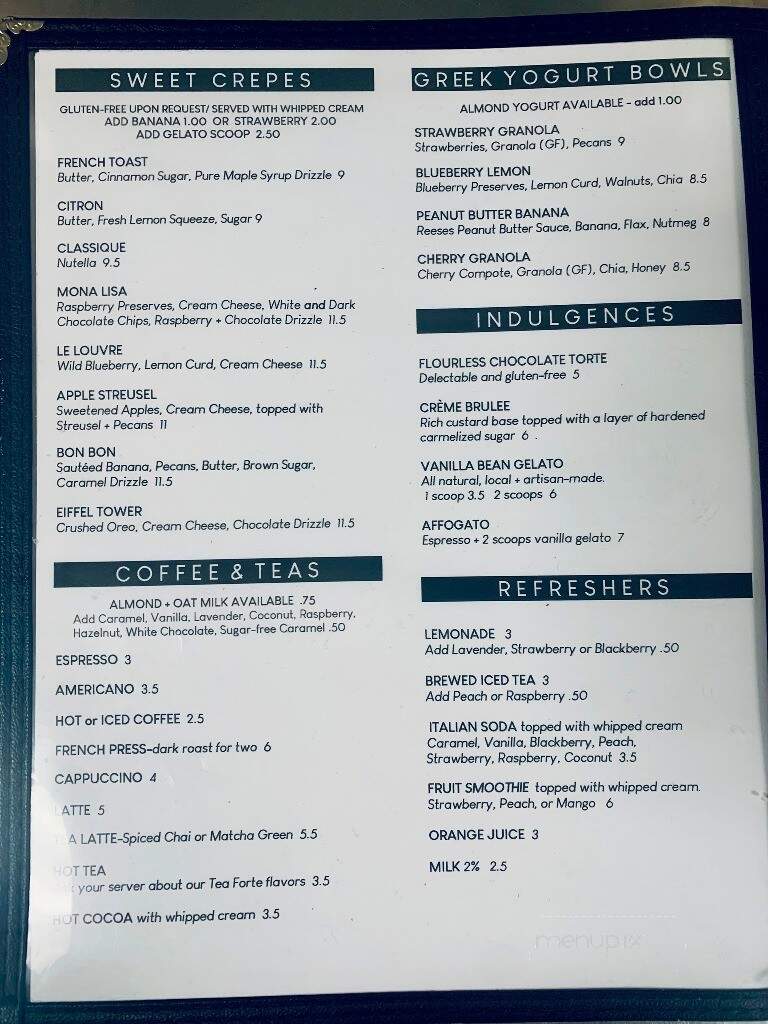 La Creme - Zeeland, MI menu_pic
