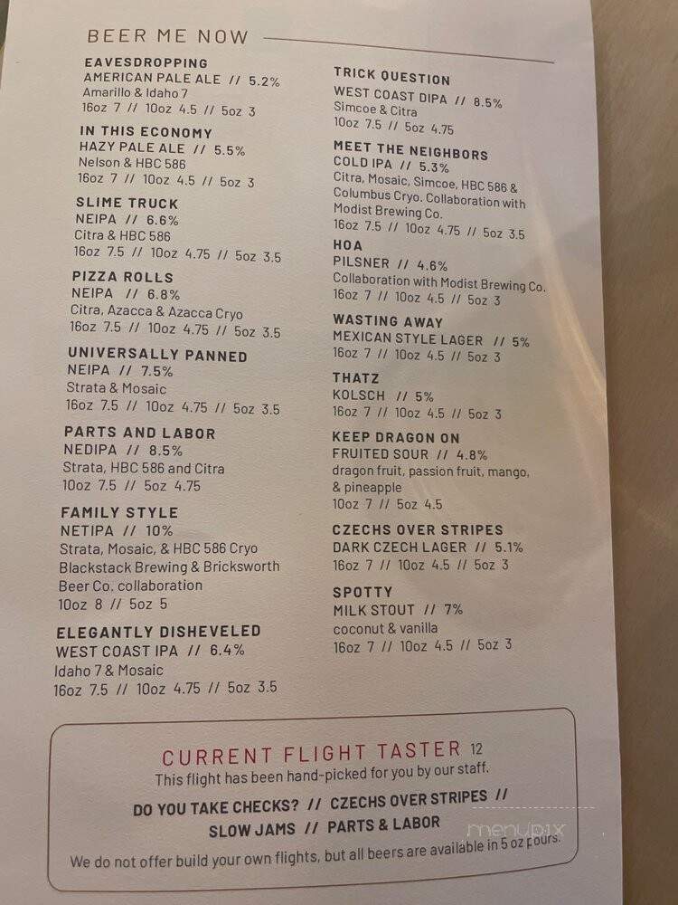 Bricksworth Beer Co - Burnsville, MN menu_pic