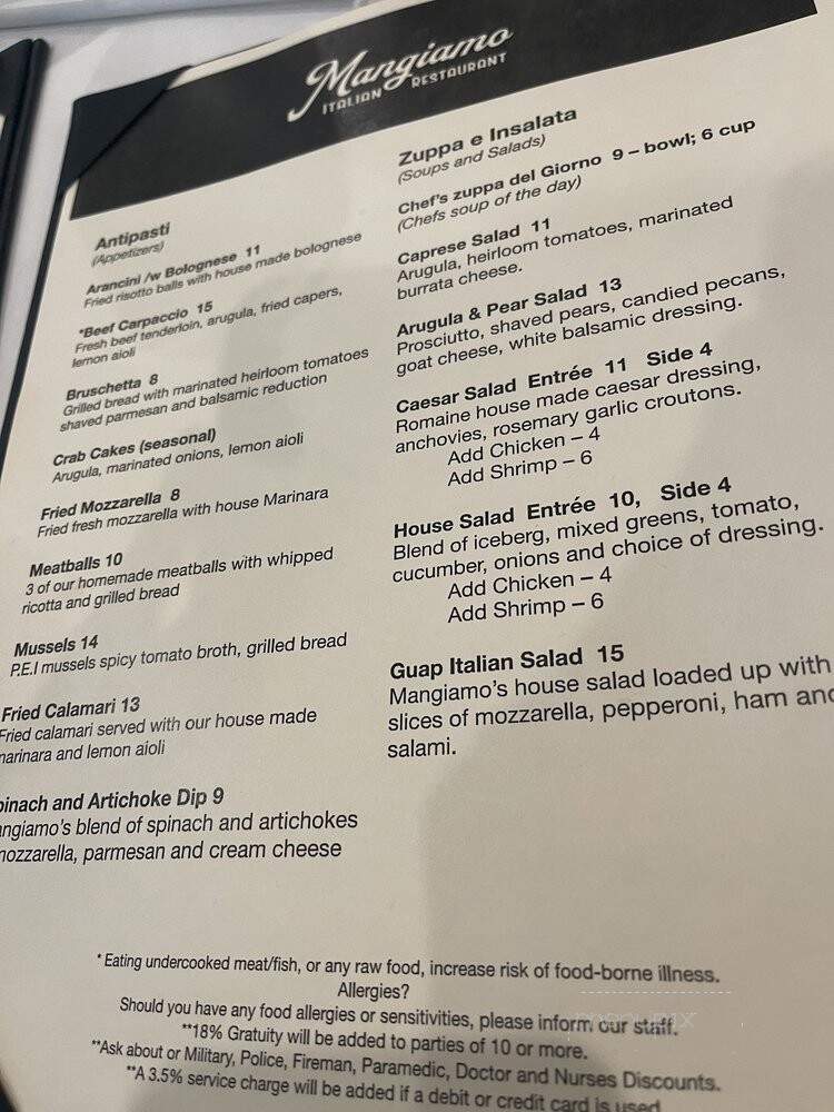 Mangiamo Italian Restraunt - Gulfport, MS menu_pic