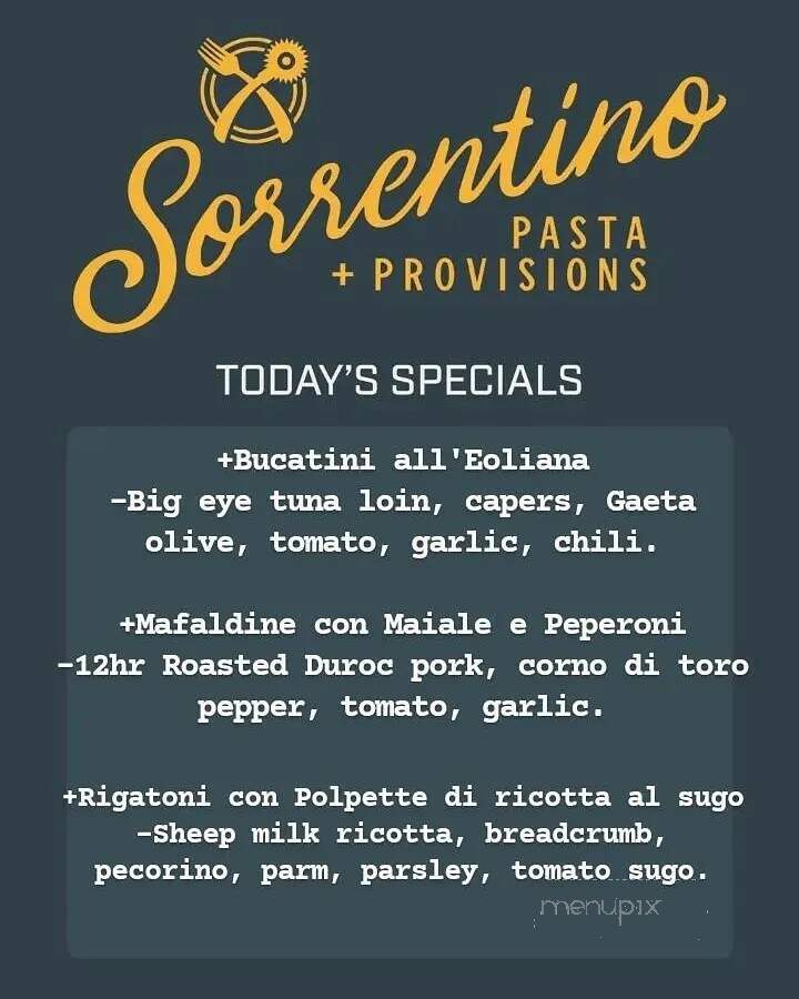 Sorrentino's Pasta + Provisions - Ambler, PA menu_pic
