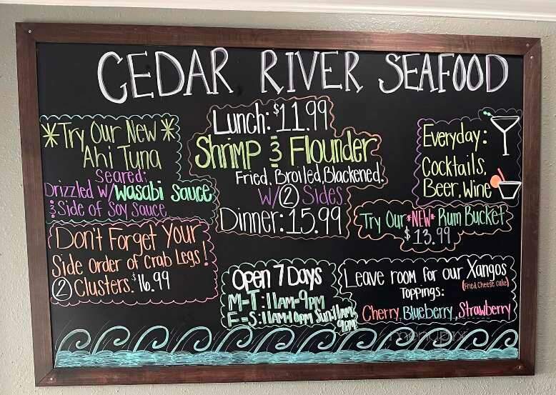 Cedar River Seafood - Crystal River, FL menu_pic