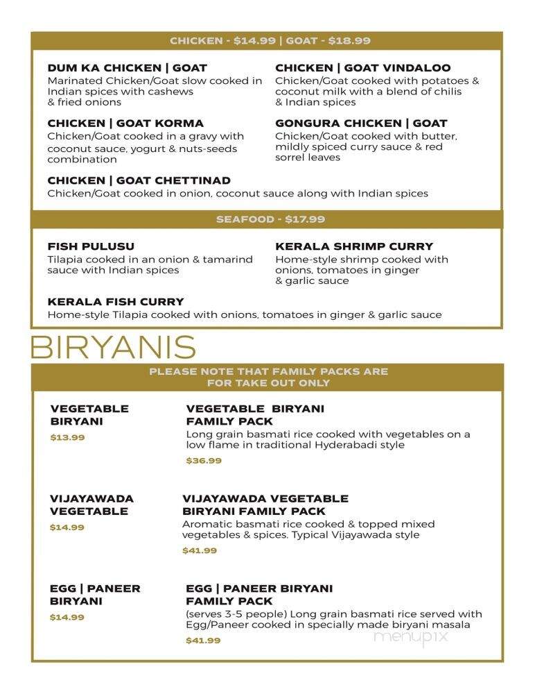 Paradise Indian Cuisine - Aurora, OH menu_pic