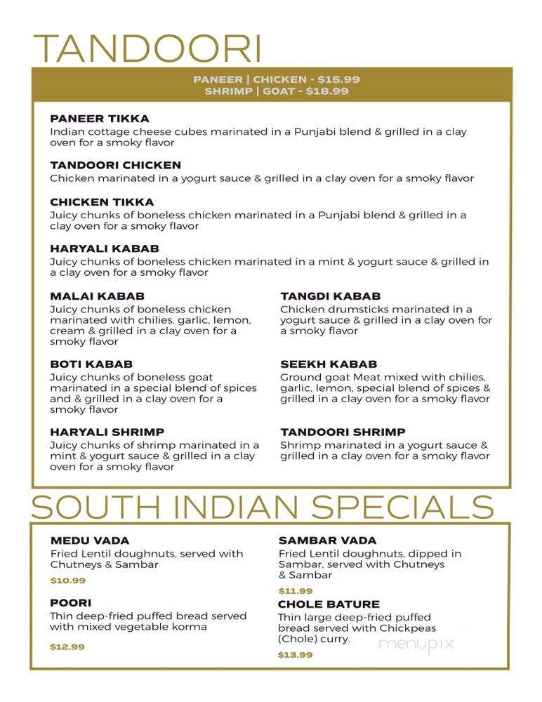 Paradise Indian Cuisine - Aurora, OH menu_pic