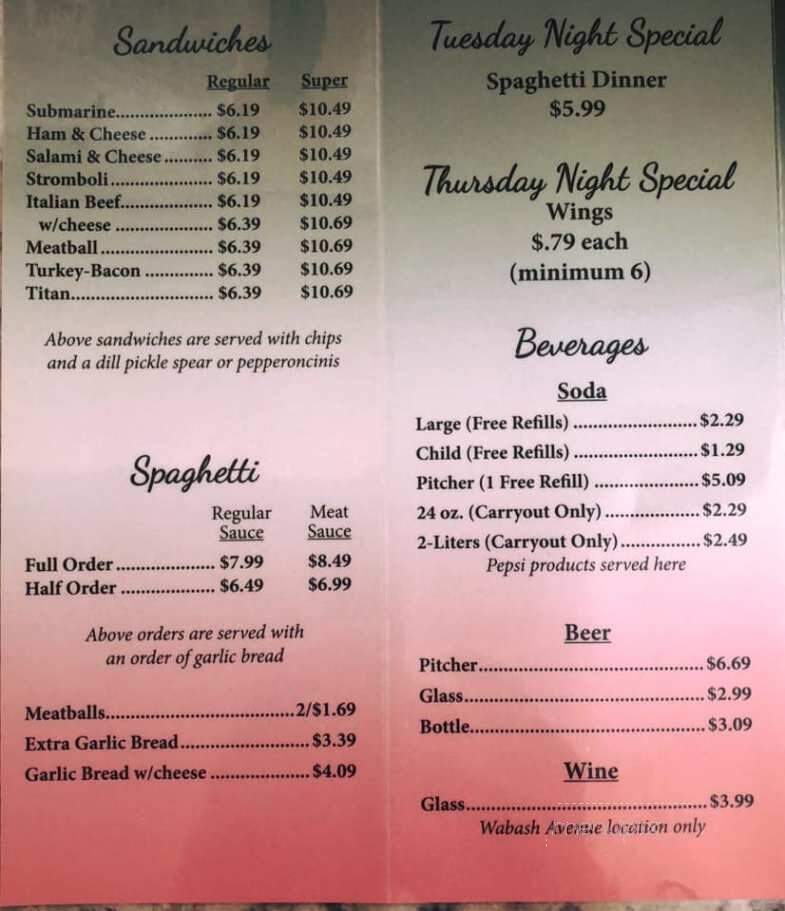 Maurizio's Pizza - Terre Haute, IN menu_pic
