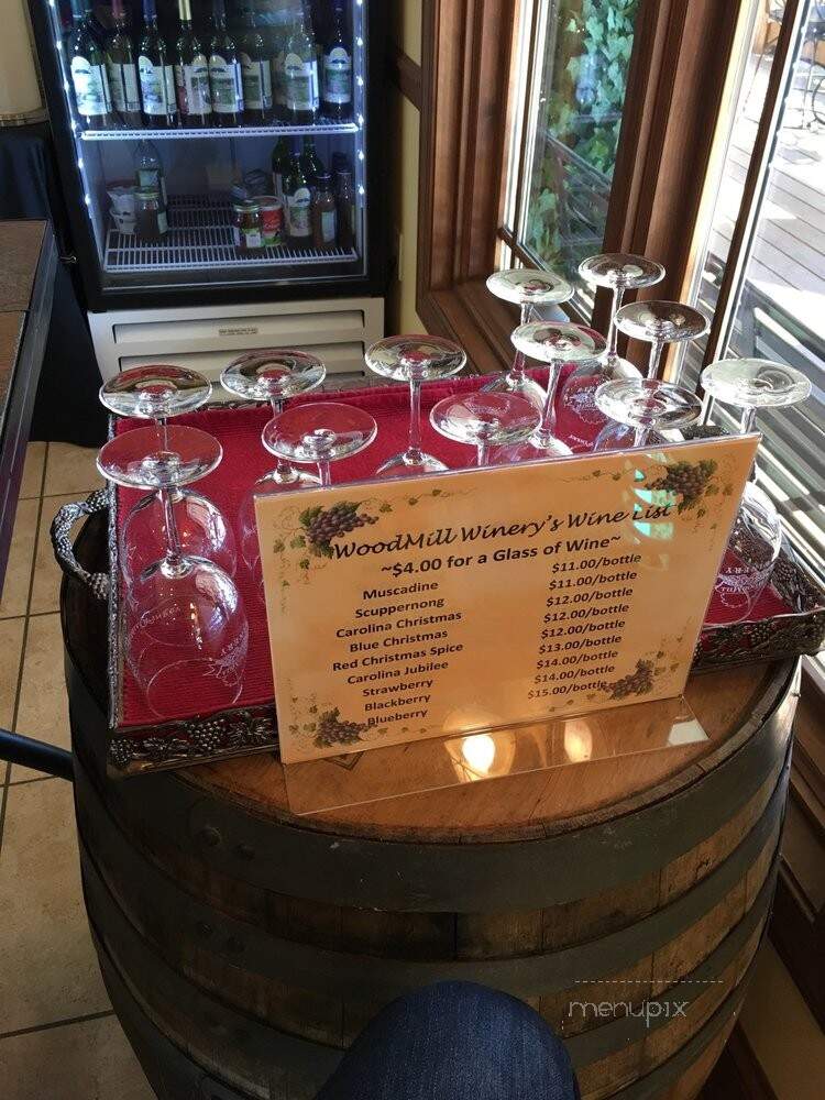 Woodmill Winery - Vale, NC menu_pic