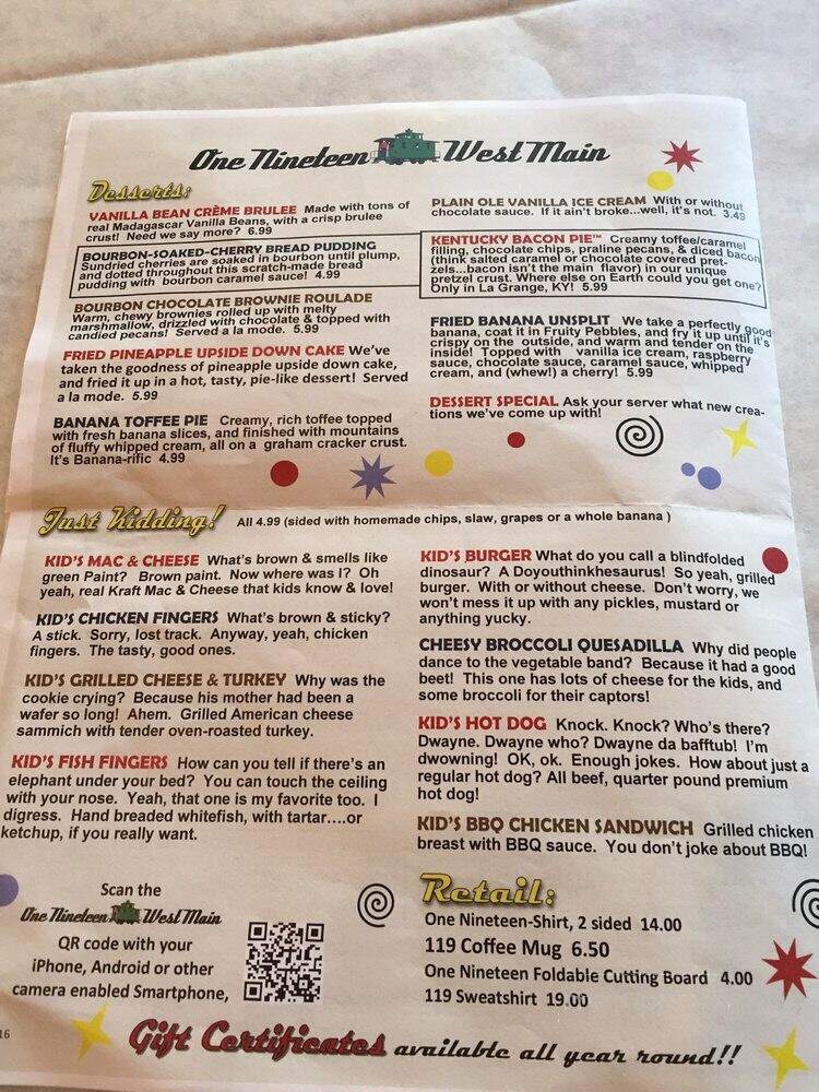 One Nineteen West Main - La Grange, KY menu_pic
