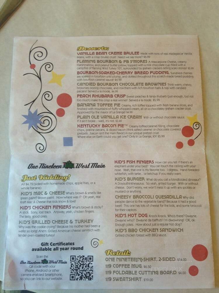 One Nineteen West Main - La Grange, KY menu_pic