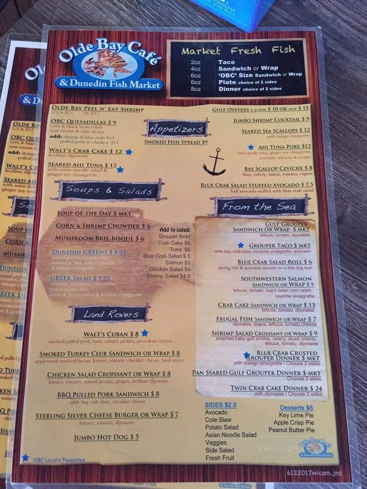 Olde Bay Cafe - Dunedin, FL menu_pic