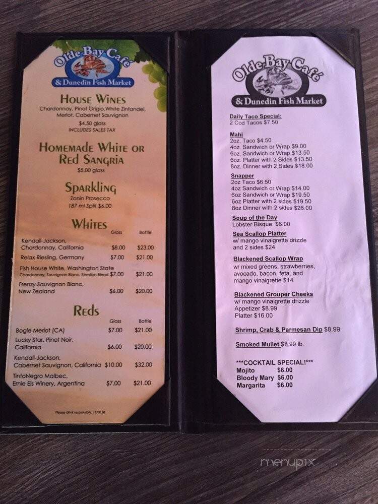 Olde Bay Cafe - Dunedin, FL menu_pic