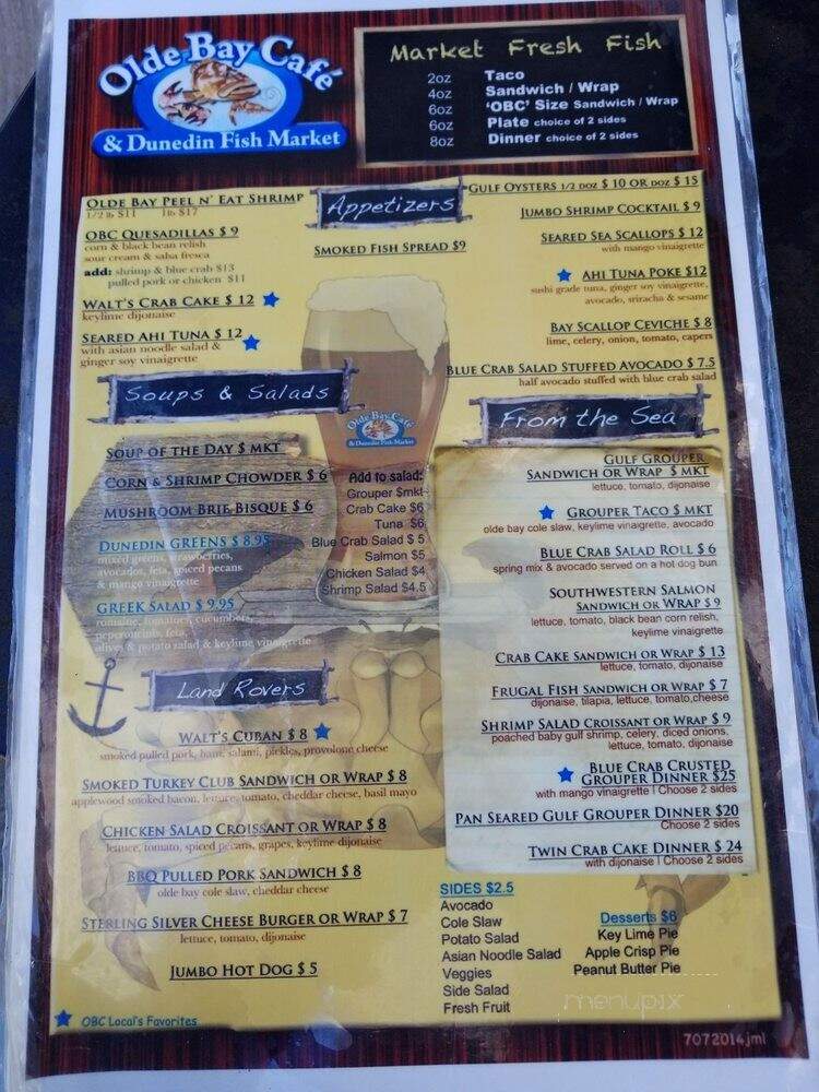 Olde Bay Cafe - Dunedin, FL menu_pic