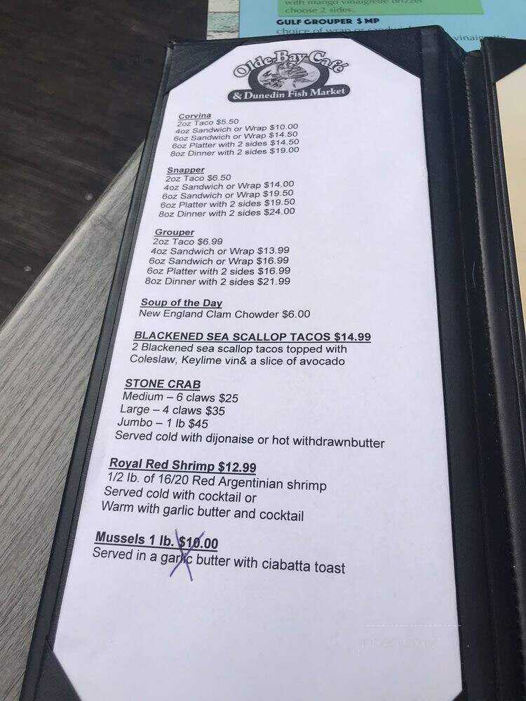Olde Bay Cafe - Dunedin, FL menu_pic