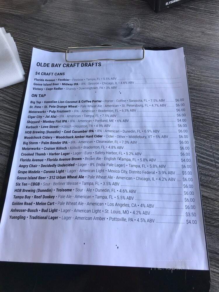 Olde Bay Cafe - Dunedin, FL menu_pic