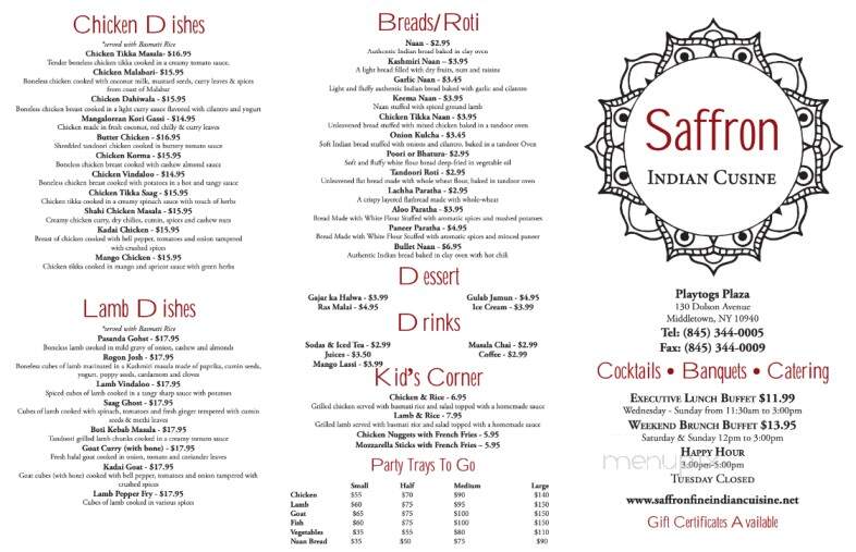 Saffron Indian Restaurant - Middletown, NY