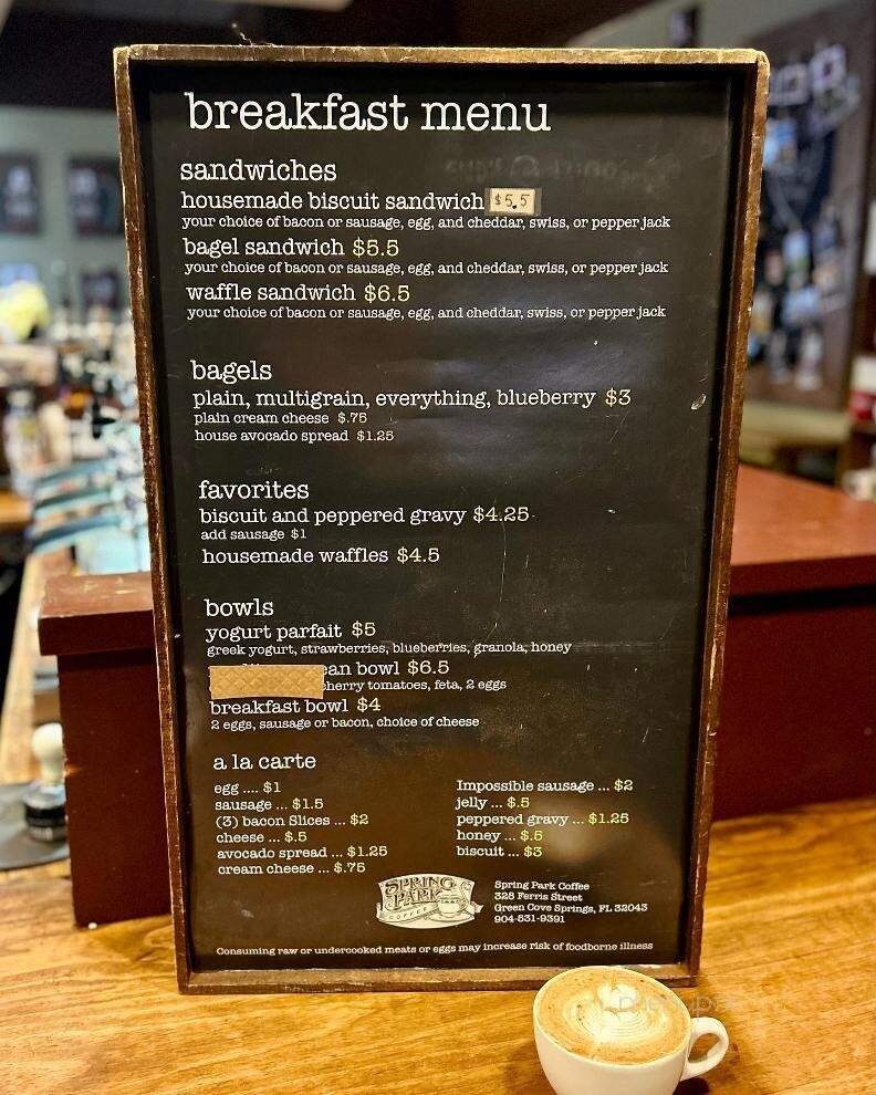 Spring Park Coffee - Green Cove Springs, FL menu_pic