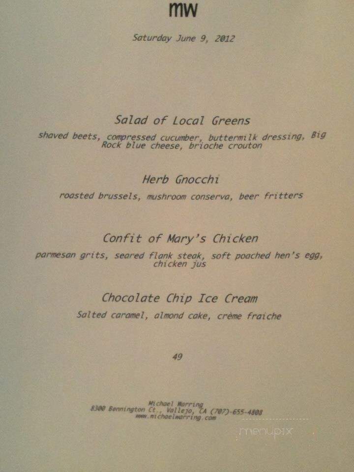 Michael Warring - Vallejo, CA menu_pic