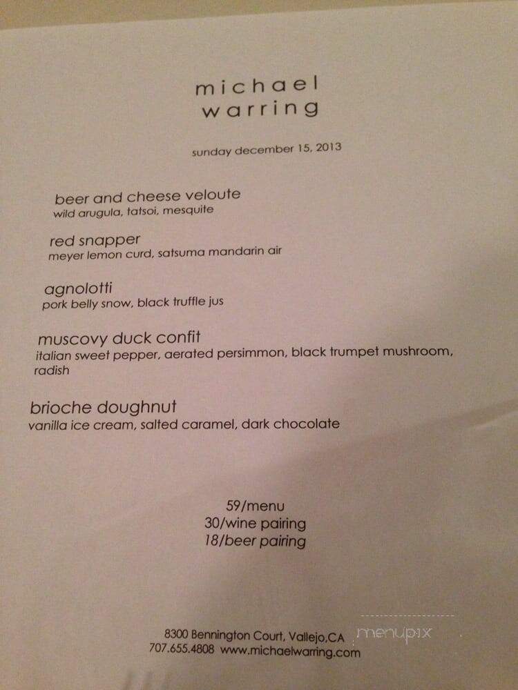 Michael Warring - Vallejo, CA menu_pic