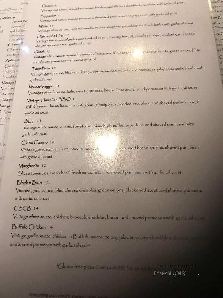 Vintage Restaurant and Wine Bar - Elkins, WV menu_pic